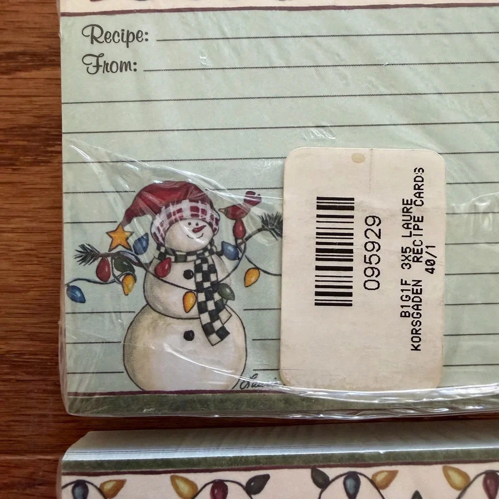 Snowman Recipe Cards with Holiday Lights